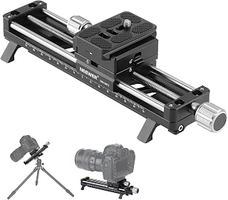NEEWER 140mm Macro Focusing Rail Slider with 360° Rotation, 4 Directional Locking, Retractable Feet, Acra Type QR Plate, 1/4" & 3/8" Screw for Camera Macro Photography Close Up Shooting, GM-MP2