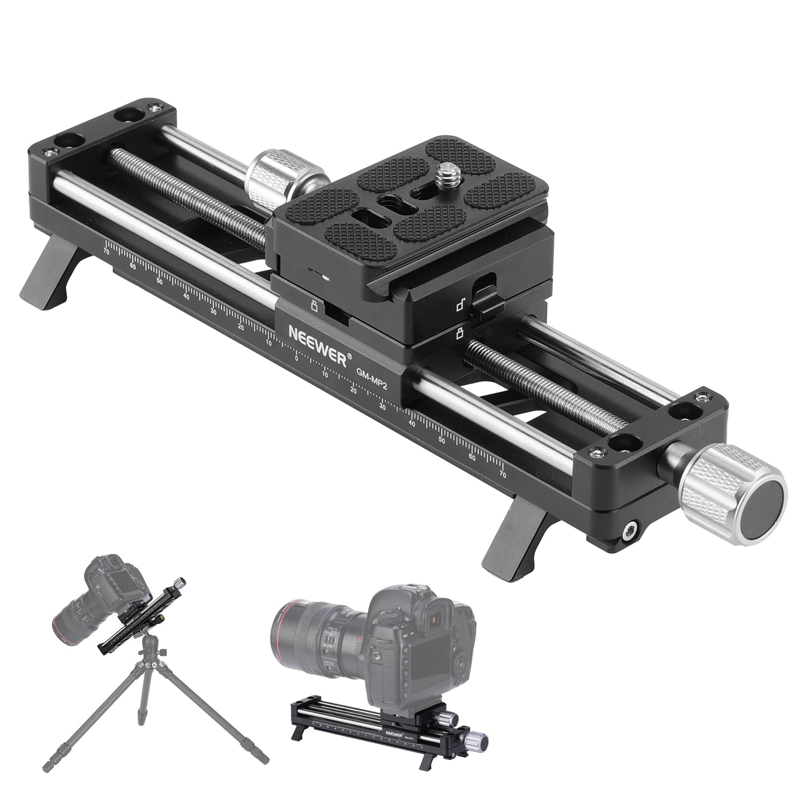 NEEWER 140mm Macro Focusing Rail Slider with 360° Rotation, 4 Directional Lockin