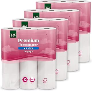 by Amazon Premium Toilet Paper 4 Ply 48 Rolls (4 Packs of 12) 160 Sheets per Roll FSC Certified
