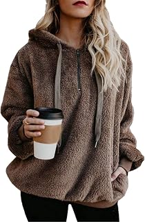 ReachMe Womens Oversized Sherpa Hoodie Pullover Fleece Sweatshirt