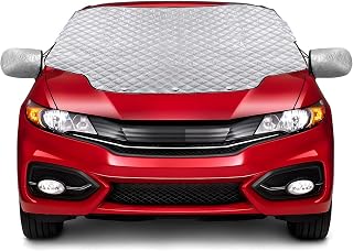 Gintenco Windshield Cover, Frost Ice Windscreen Covers with Magnetic Edges | 4 Layers Thickness Snow Protector Covers with Side Mirrors Cover Easy to Use for Car SUV CRV Trucks
