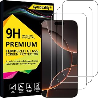 4youquality for iPhone 18 Pro Max/ 17 Pro Max/16 Pro Max Screen Protector | 3-Pack, Tempered Glass, Impact-Protection, Scratch-Resistant, Anti-Scratch, Anti-Shatter, Shatterproof, Ultra Clear