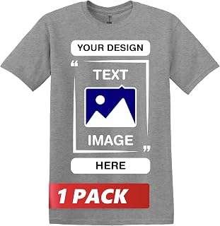 Gildan Custom T-Shirts - Personalized Unisex Crewneck Tee Shirt - Customize Your Image, Text & Photo - Men Women Adult