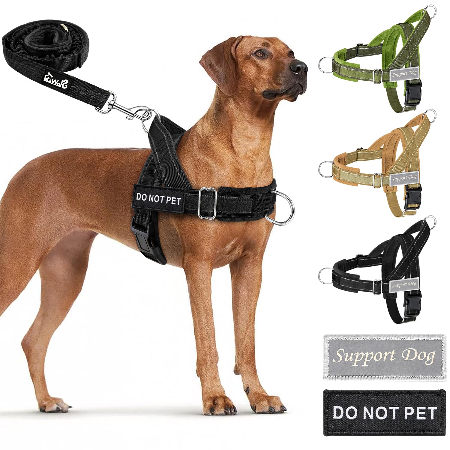 SlowTon No Pull Dog Harness and Leash Set - Heavy Duty, Soft Padded | Neck & Che