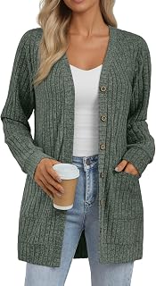 AUTOMET Women Long Cardigan Sweater Fall Lightweight Outfit Chunky 2025 Button Up Clothes with Pocket Coat Trendy Fashion