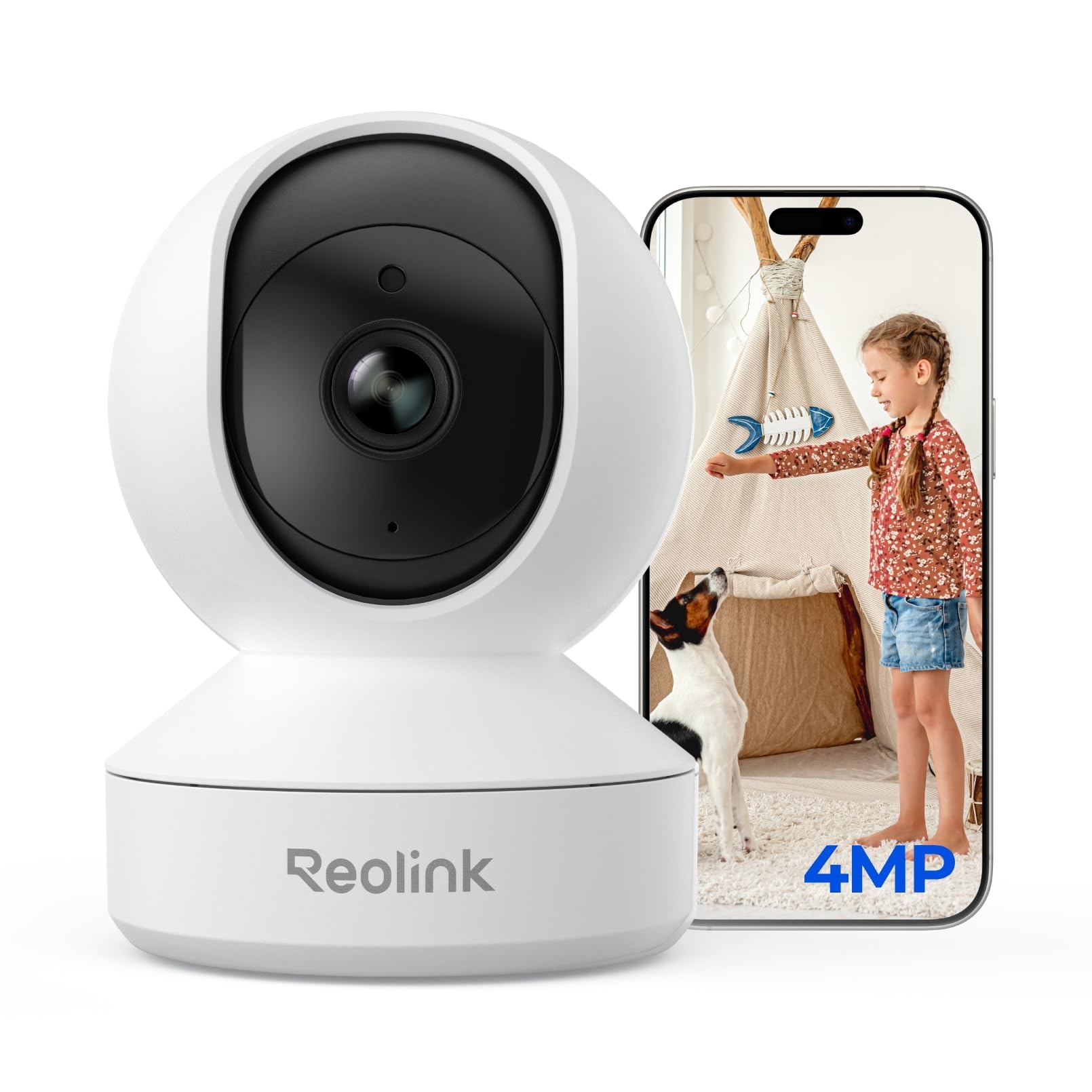 REOLINK 4MP 2K Indoor Camera E1, Plug-in WiFi 6 Security Camera | 360 Degree Pet