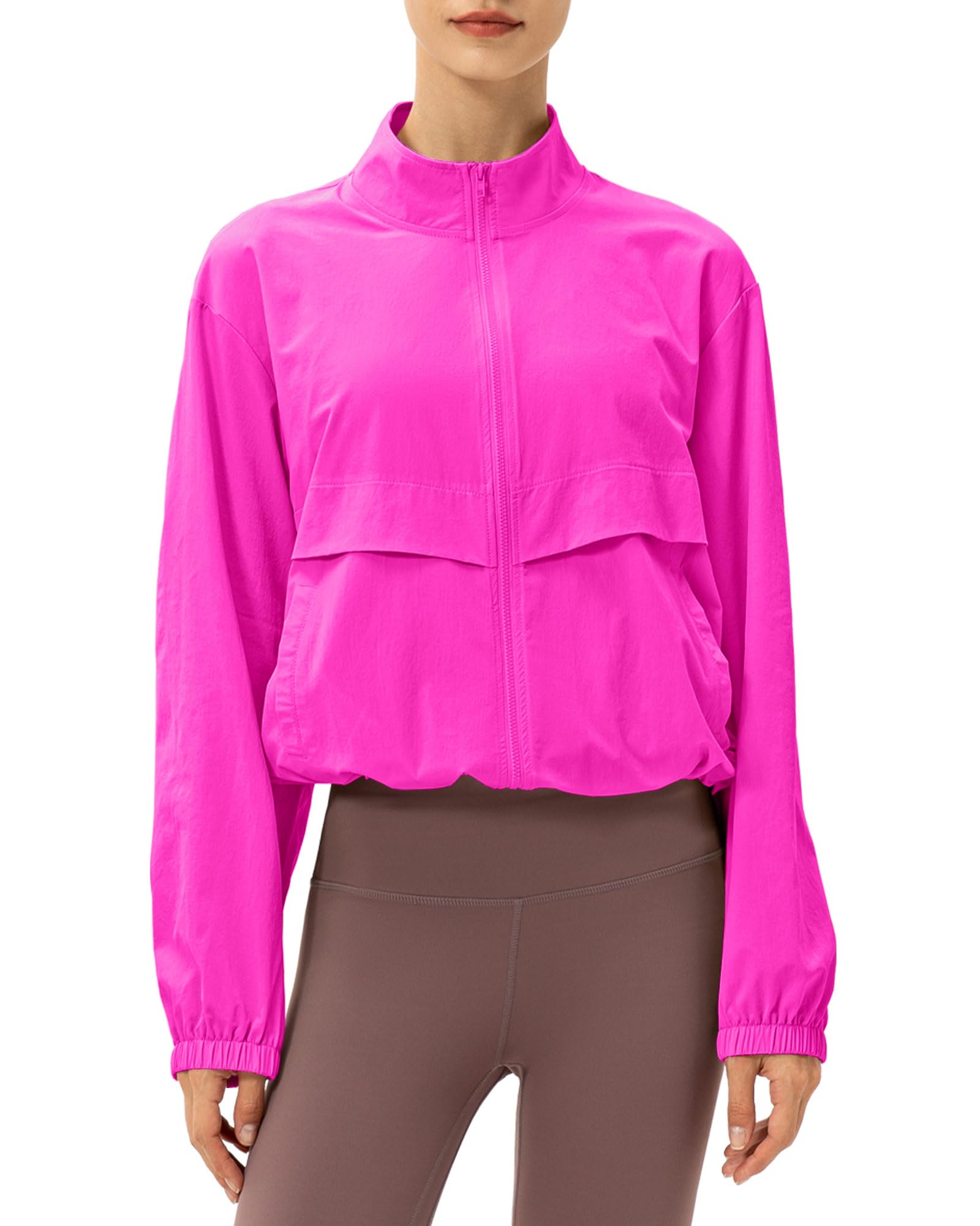 Locachy Women's Lightweight Sports Jacket with Zipper Stand Collar Windproof Sun