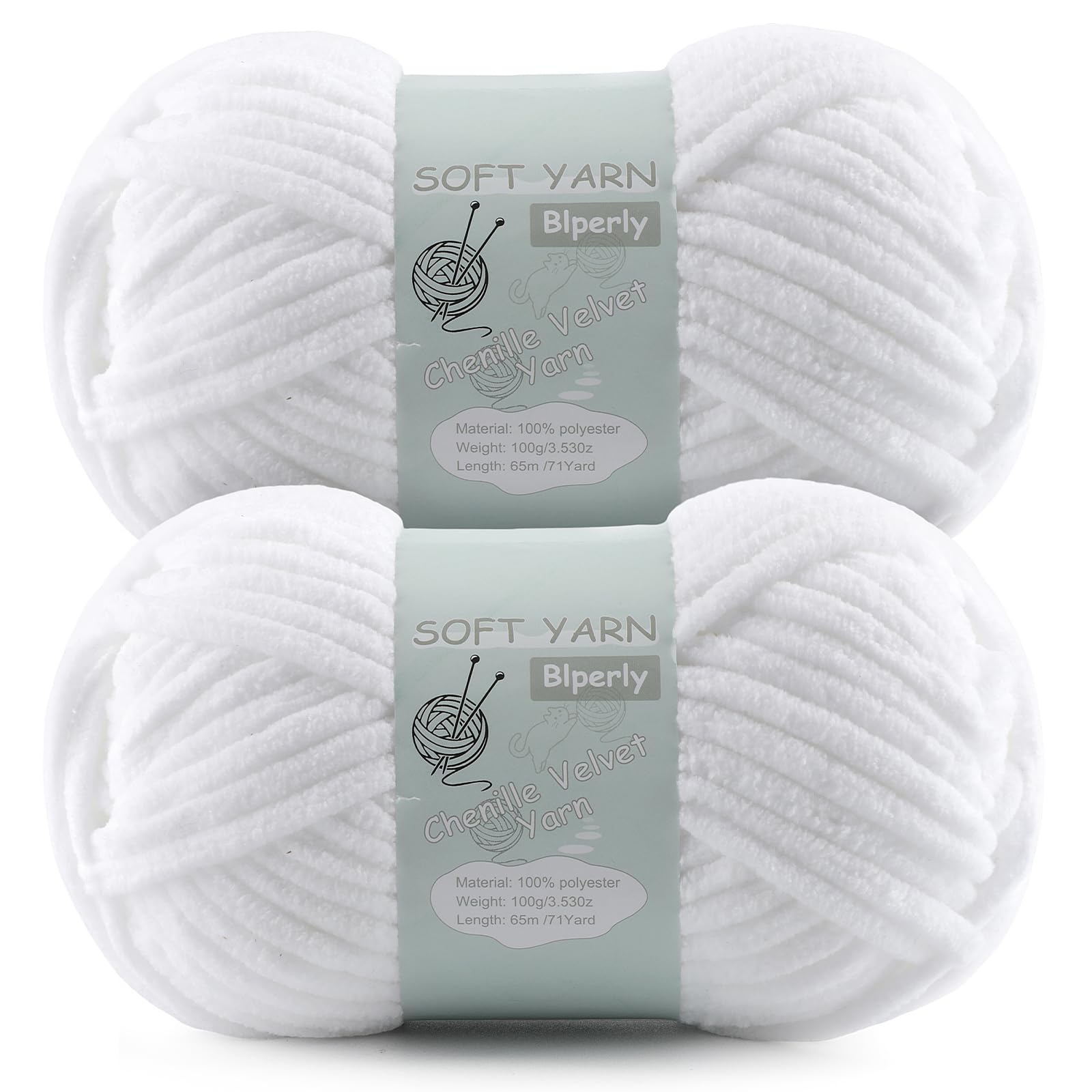 Chunky Chenille Yarn Velvet Soft Super Bulky Size 6 for Crocheting Knitting, Bab