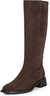 QIY Knee High Boots for Women Low Heel Flat Tall Boots