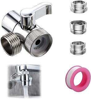 3 Way Shower Diverter Valve, Faucet Switching With Aerator and M22/M24/G1/2 Adapters