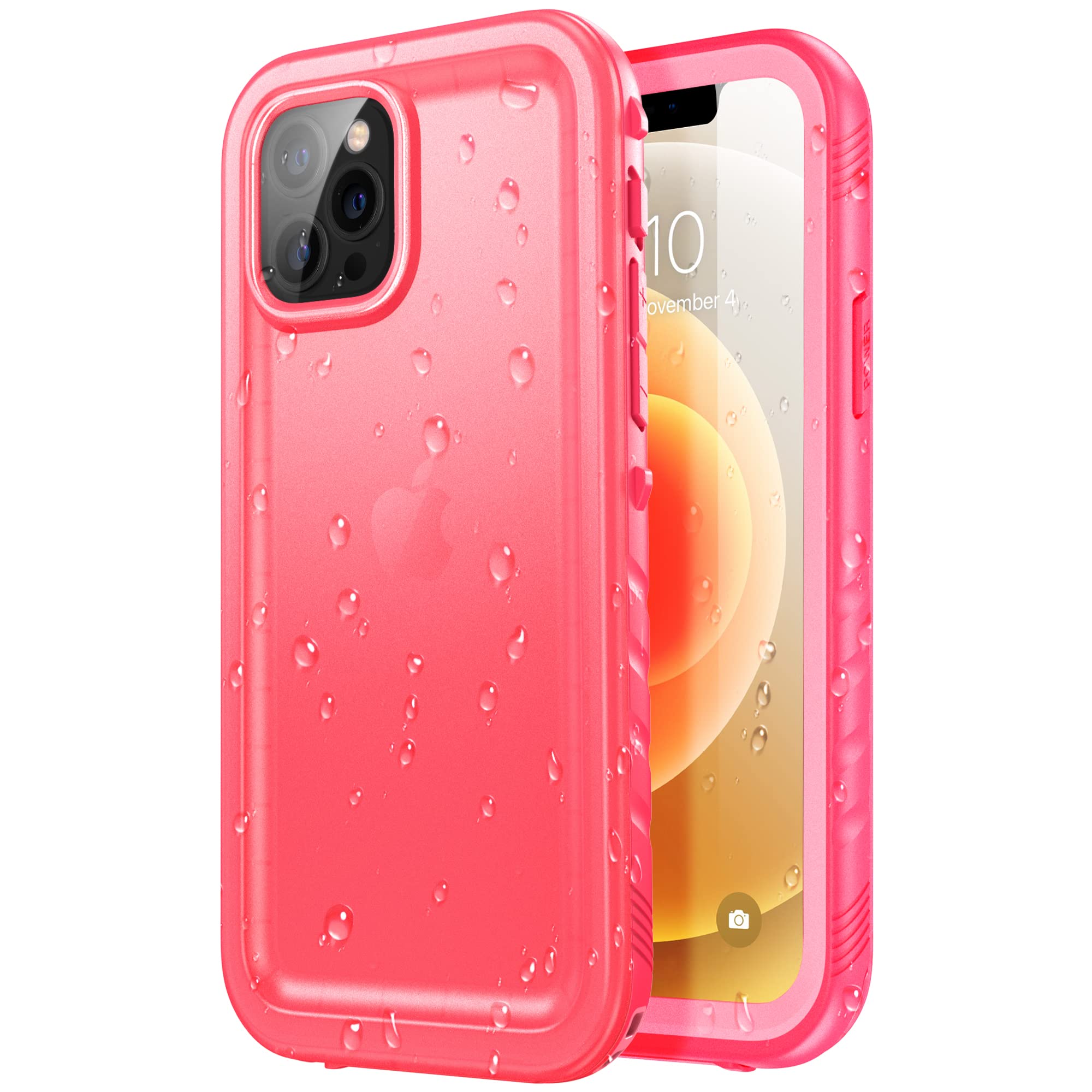 SPORTLINK for iPhone 12/12 Pro Waterproof 360 Full Body Case, Pink