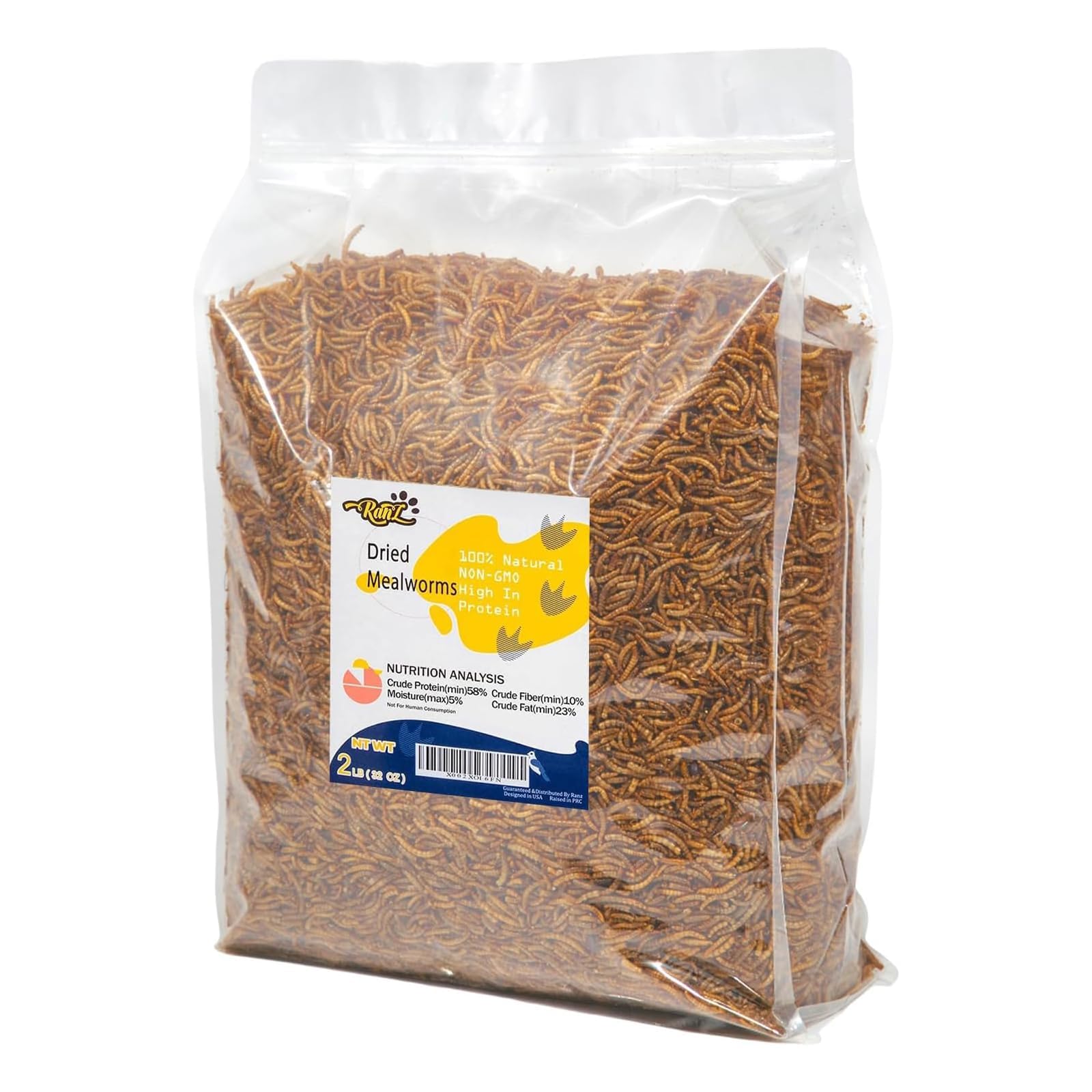 RANZ 2LB Dried Mealworms for Chickens & Wild Birds, Chicken Food | High Protein 