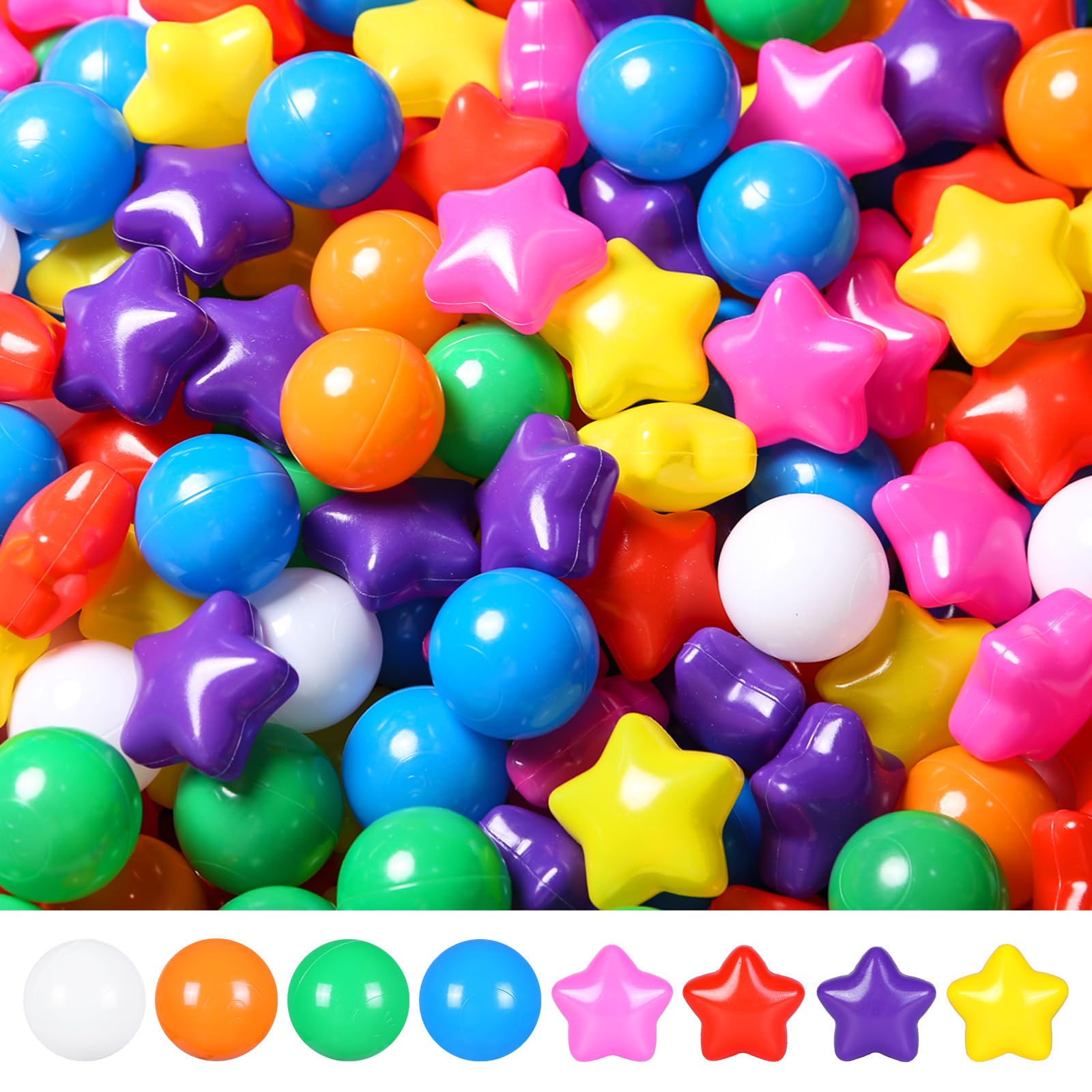 Star Ball Pit Balls 100 200 500 pcs Shapes for Toddlers Baby Kids Boys Girls Fun