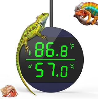 QZQ Reptile Thermometer and Humidity Gauge, Digital Display, Blue | LED Thermometer Hydrometer, Reptile Tank Accessories for Bearded Dragon, Crested Gecko, Snake, Lizard, USB Power Supply