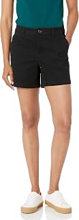 Amazon Essentials Women's Mid-Rise Slim-Fit 5 Inch Inseam Khaki Shorts (Available in Straight and Curvy Fits)