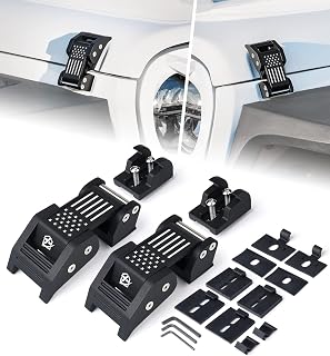 U.S. Flag Aluminum Hood Latches Compatible with 2007-2026 Jeep JK JL JT | Adjustable Tension, Rust-Proof, Scratch-Resistant, Direct Bolt-On Replacement, 1 Pair