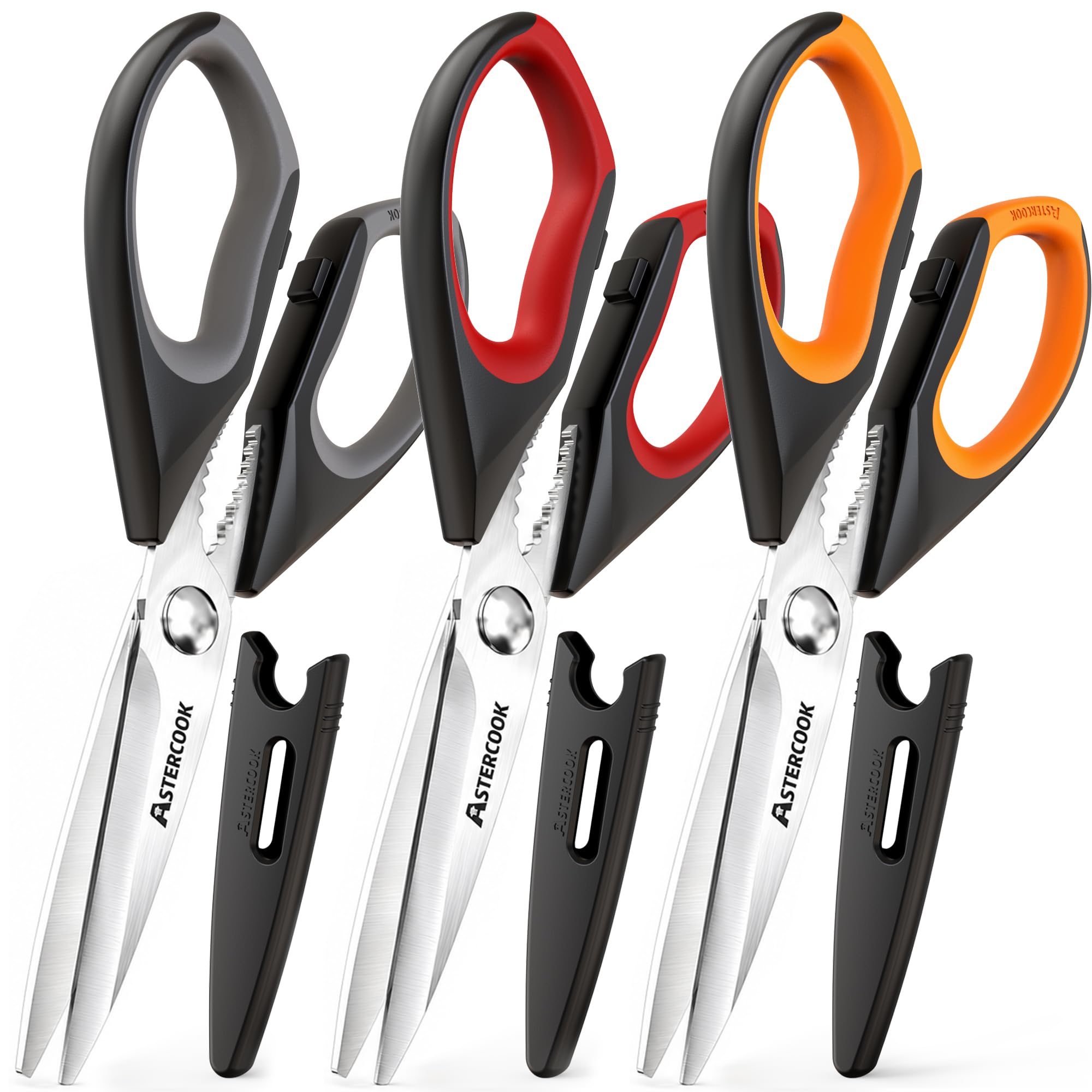 Astercook Kitchen Scissors, 3-Pack Heavy Duty Kitchen Shears with Stainless Stee