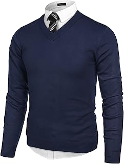 COOFANDY Mens V Neck Dress Sweater Knit Long Sleeve Pullover Sweaters