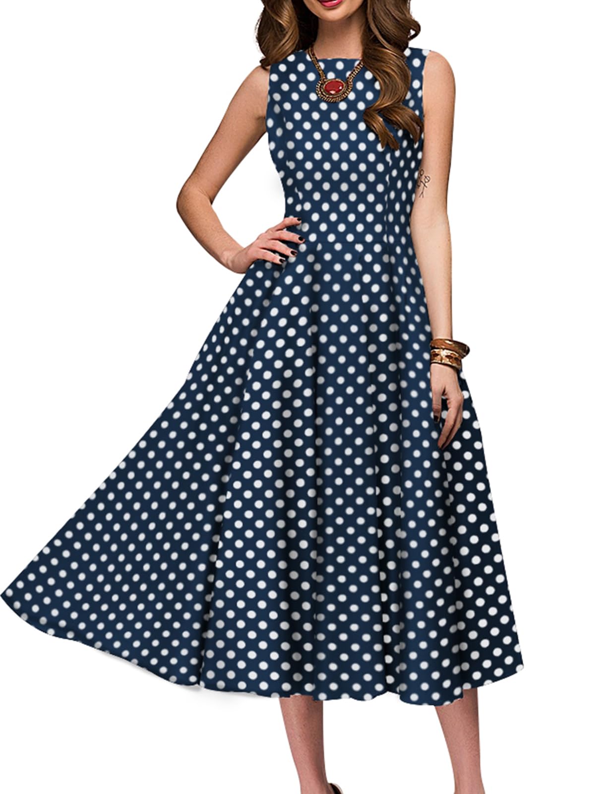 Simple Flavor Women's Vintage 1950s Cocktail Midi Dress