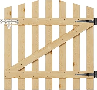INMOZATA Garden Gate Wooden Pedestrian Gate with Gate Lock and Hinge, 3ft Wide x 3ft High (90cm Wide*90cm High)