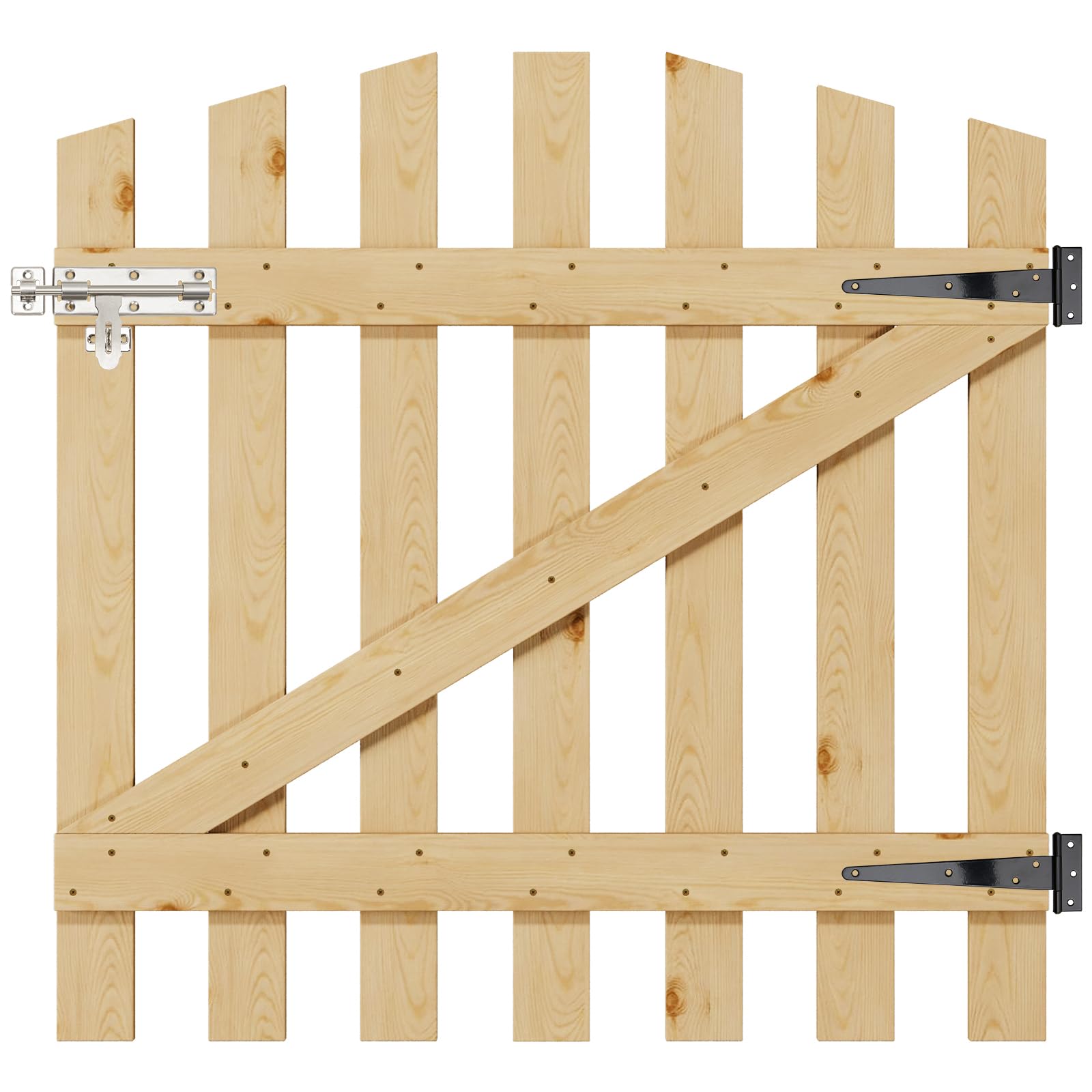 INMOZATA Garden Gate Wooden Pedestrian Gate with Gate Lock and Hinge, 3ft Wide x
