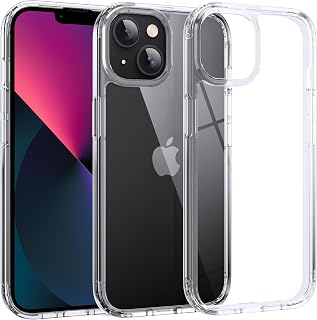 Supdeal Shockproof Clear Case for iPhone 13, [Not Yellowing] [10FT Military Drop Protection] Hard Clear Back Four Corner Airbags Drop Protection Phone Cover, 6.1 inch, Transparent