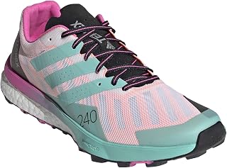 adidas Women's Terrex Speed Ultra Trail Running Shoe, Cloud White/Acid Mint/Screaming Pink - 6