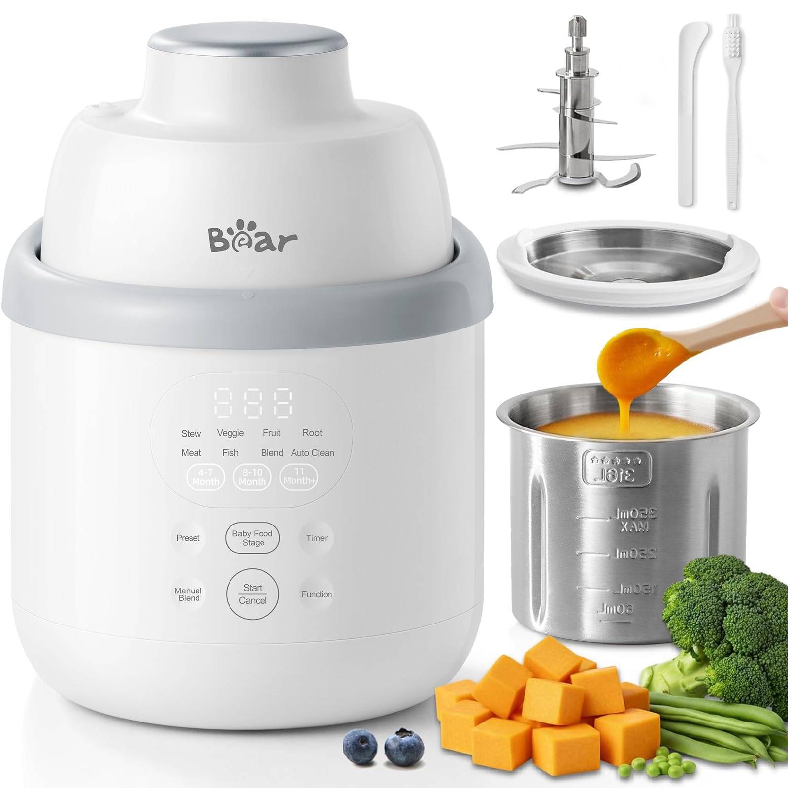 Bear NutriEase AllStage Baby Steamer and Juicer Stainless Steel Baby Food Machin