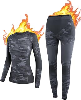 NOOYME Women's Thermal Underwear Breathable Thermal Underwear Set of Trousers and Thermal Jersey for Skiing Elastic and Quick Drying