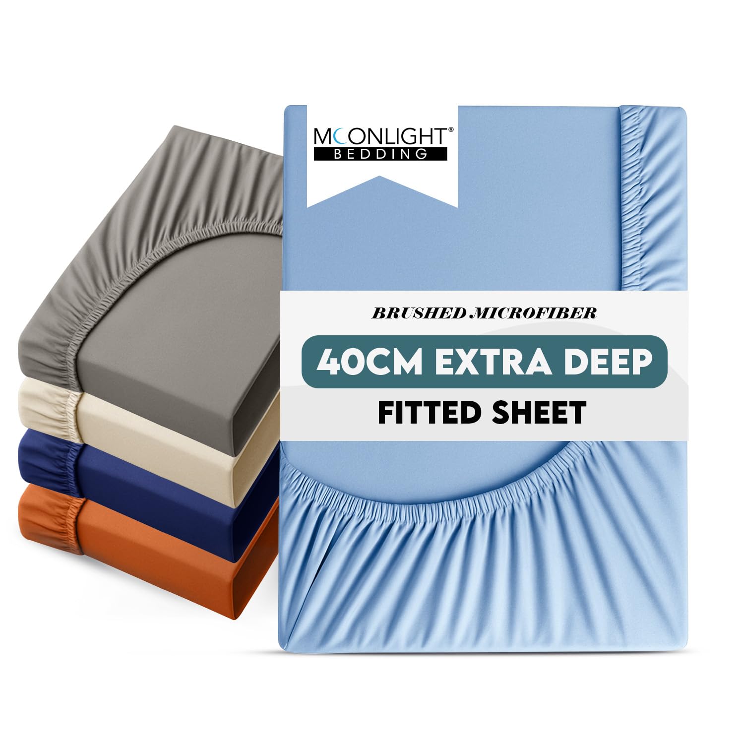 Moonlight Bedding Fitted Sheet 40 Cm Extra Deep Pocket Bed Sheets 16 inch Ultra 