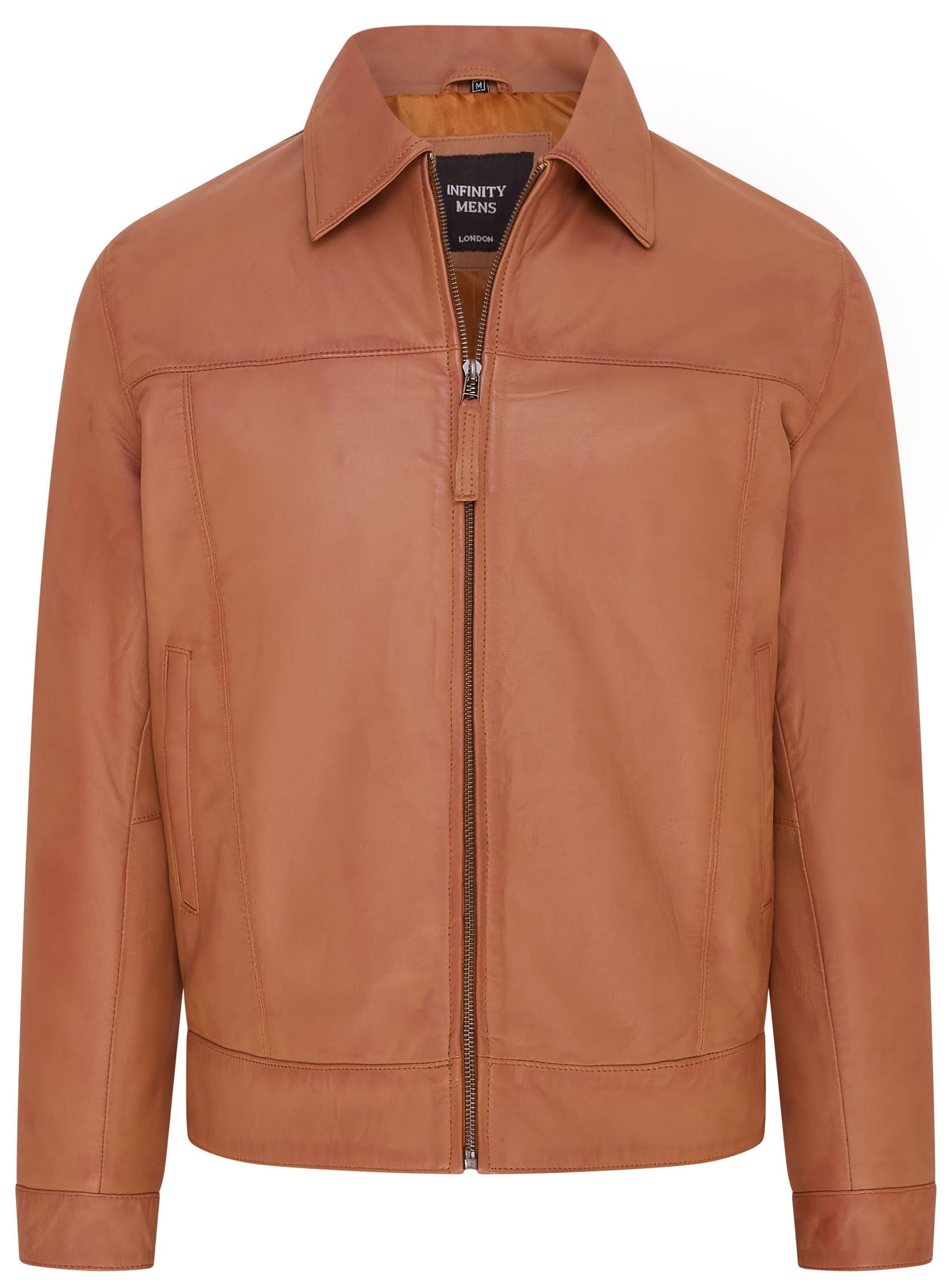Infinity Leather Harrington Classic 100% Nappa Leather Motorcycle Jacket For Men