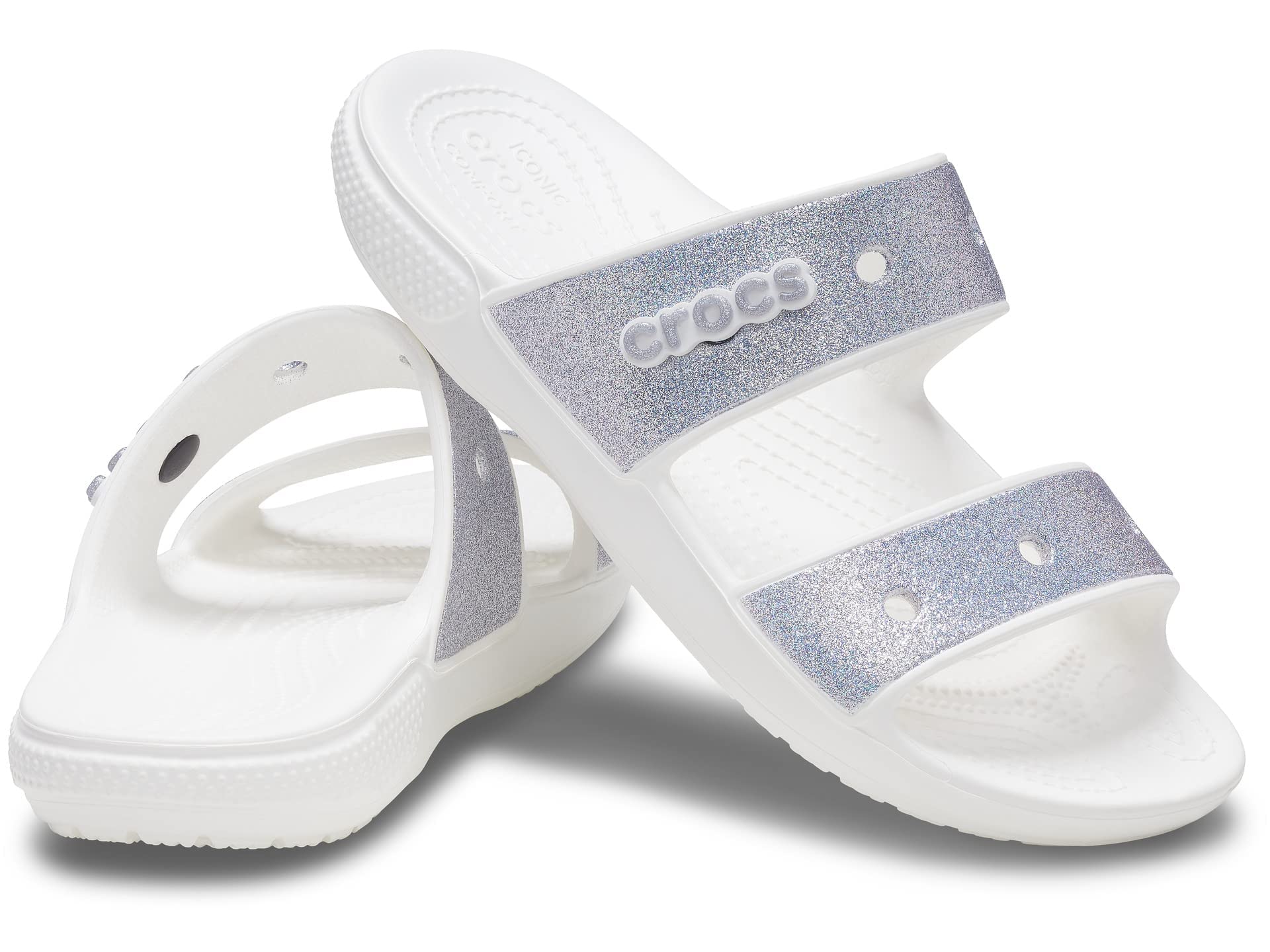 Crocs Classic Unisex Adult Two Band Sandals, 15 Women/13 Men, Multicoloured Glit