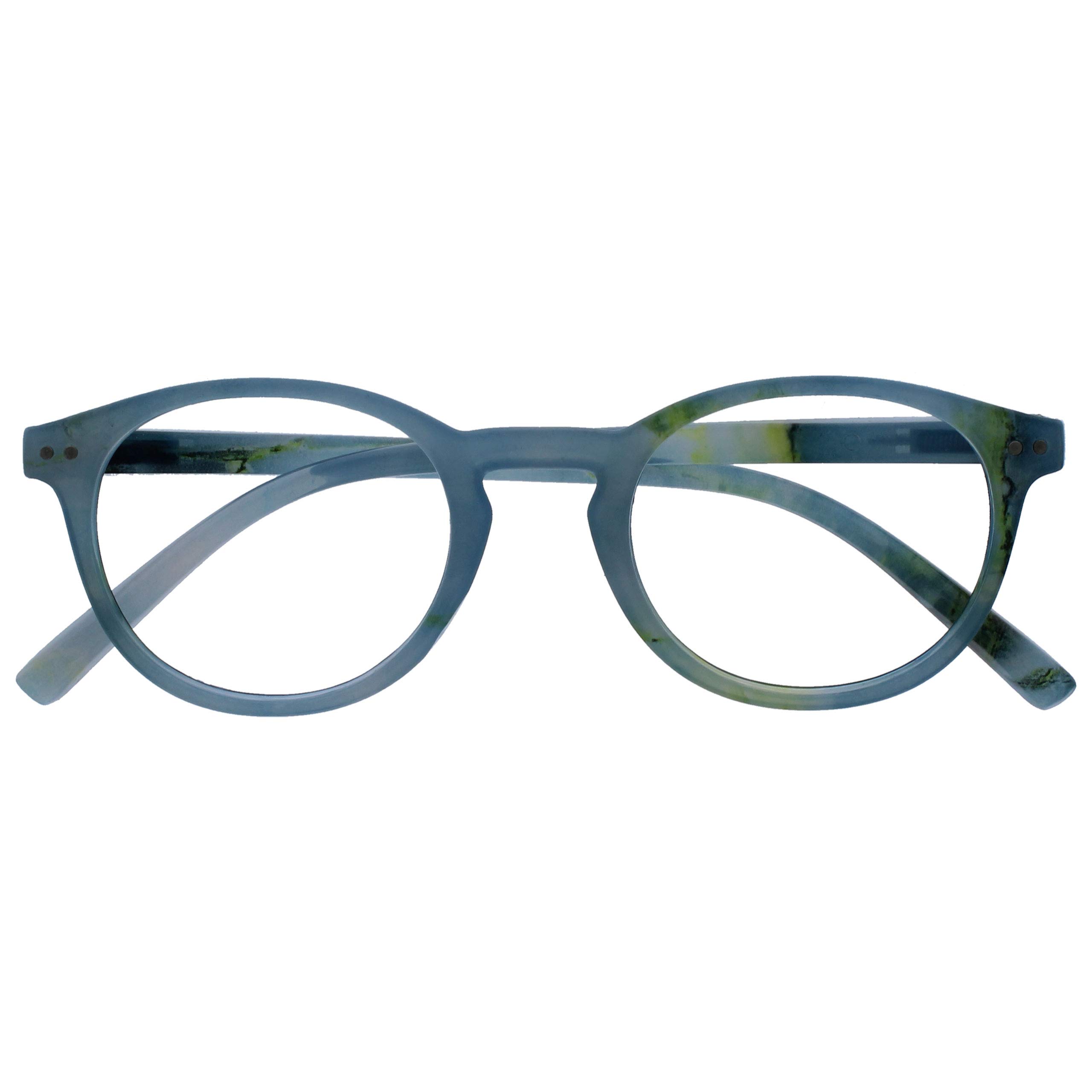 OPULIZE Zen Reading Glasses Bright Turquoise Blue Small Men Women Hinges Spring 