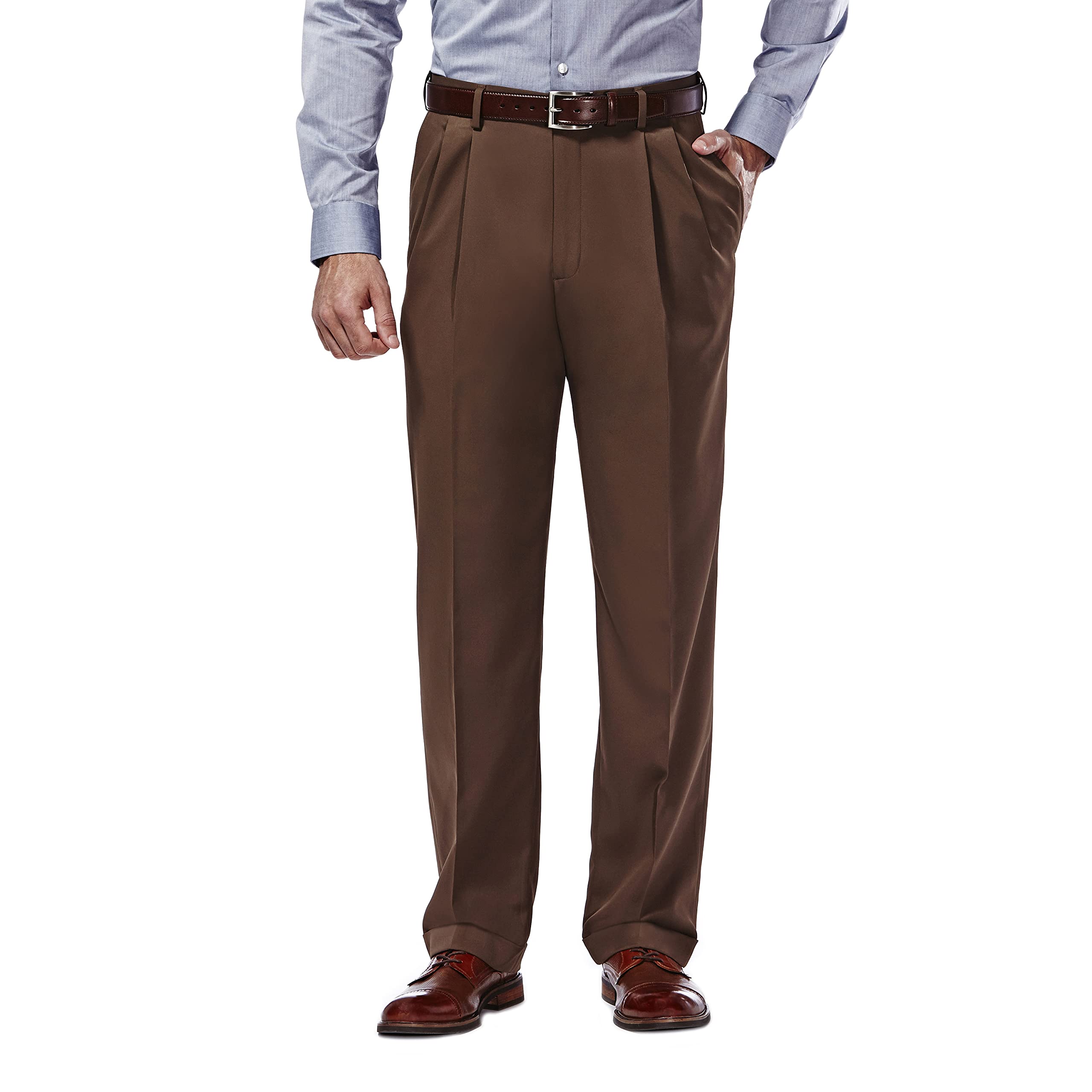 Haggar Mynx - Mynx Gabardine Men's Classic Fit Pleated Front Stretch Concealed B