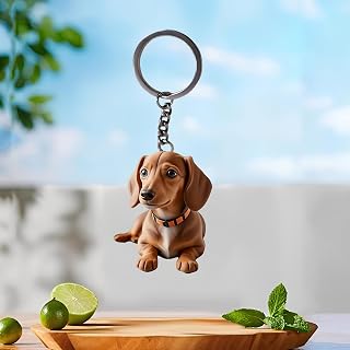 Acrylic Dachshund Keychain - Cute Brown Key Ring for Keys, Bags, Cars | Ideal Gift for Dog Lovers/YSK-50