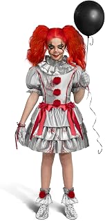 Spooktacular Creations Girls Clown Costume, Evil Clown Dress, Scary Jester Costume for Girls Halloween Dress Up, Role Play, Cosplay Party
