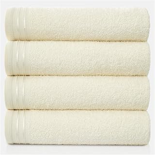 GC GAVENO CAVAILIA Large Towels Bath Sheet - Highly Absorbent Egyptian Cotton Towel Set - 4 Pack Extra Soft Large Bath Towel Cream - Quick Dry Bath Sheets - 450 GSM Washable Towels, 75 x 135 cm