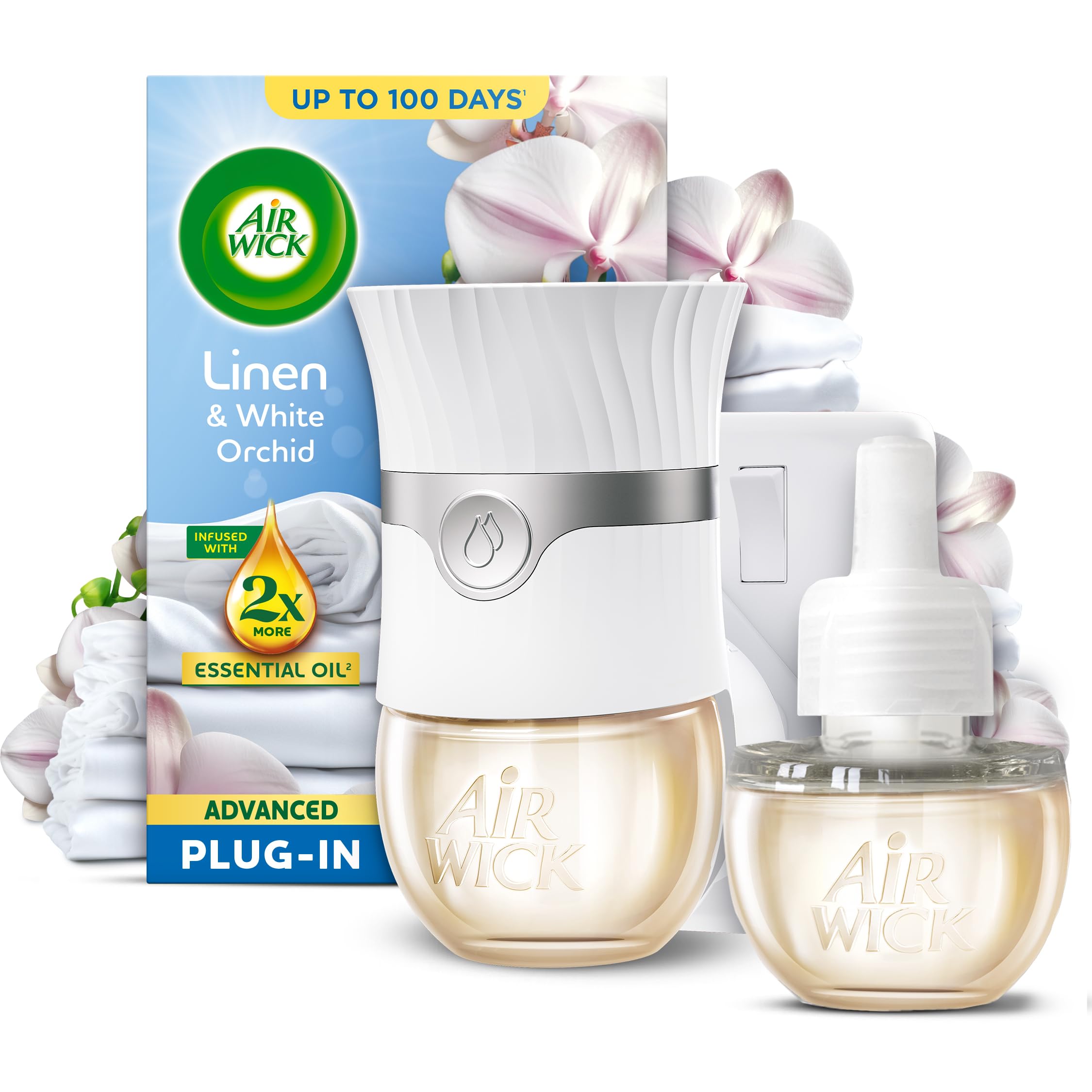 Air Wick Linen & White Orchid Air Freshener Plug-In Kit, 19ml | Air Freshener Pl