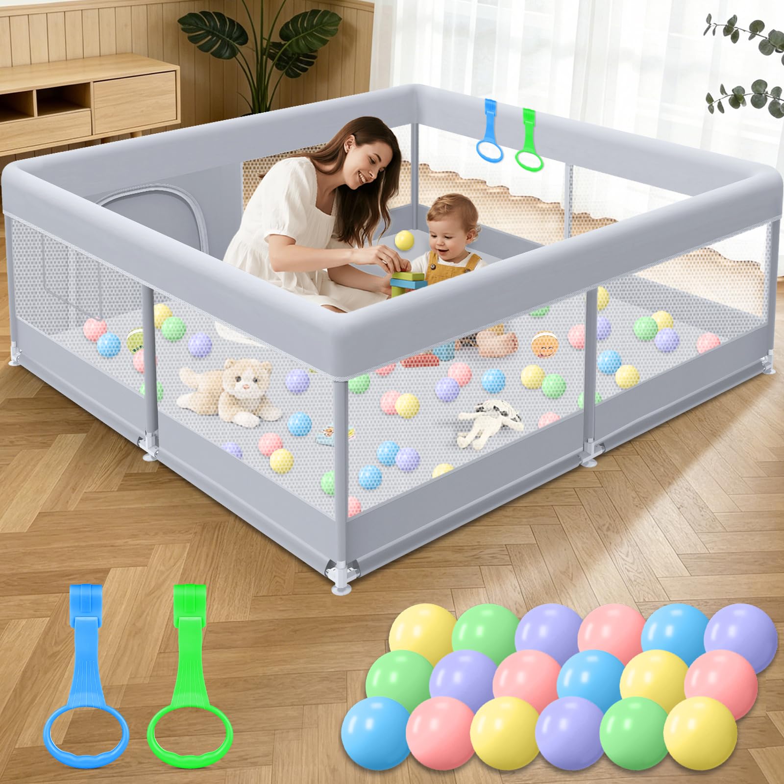 XVISHX Baby Playpen 50 x 50 Inch Play Pen Playards, Playpen for Babies and Toddl