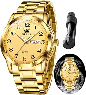 OLEVS Mens Square Analog Quartz Date Stainless Steel Waterproof Luminous Two Tone Wrist Watch