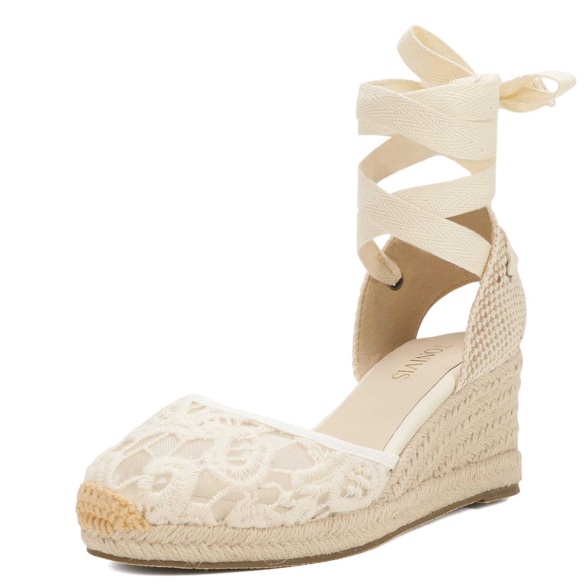 platform wedge espadrilles for women 3 inch wedge soft ankle strap closed toe cl