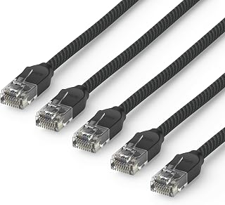 Amazon eero CAT6a Ethernet cable - Supports 10 gigabit+ speeds, 10 foot, 5-pack, Titanium Black