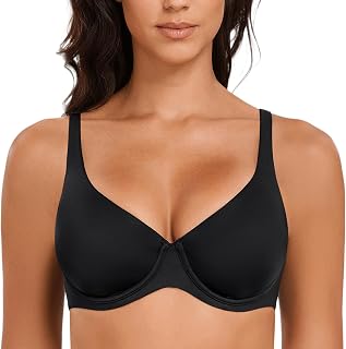 MELENECA Women's V Neck Reducer Underwire Bra Large Size Unlined Plunging T-Shirt