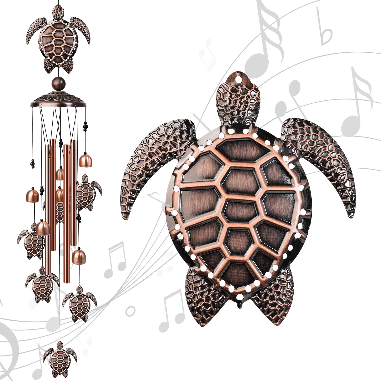 Nowpis 35" Sea Turtle Wind Chimes for Outside, Decorative Wind Chimes Turtle Gif