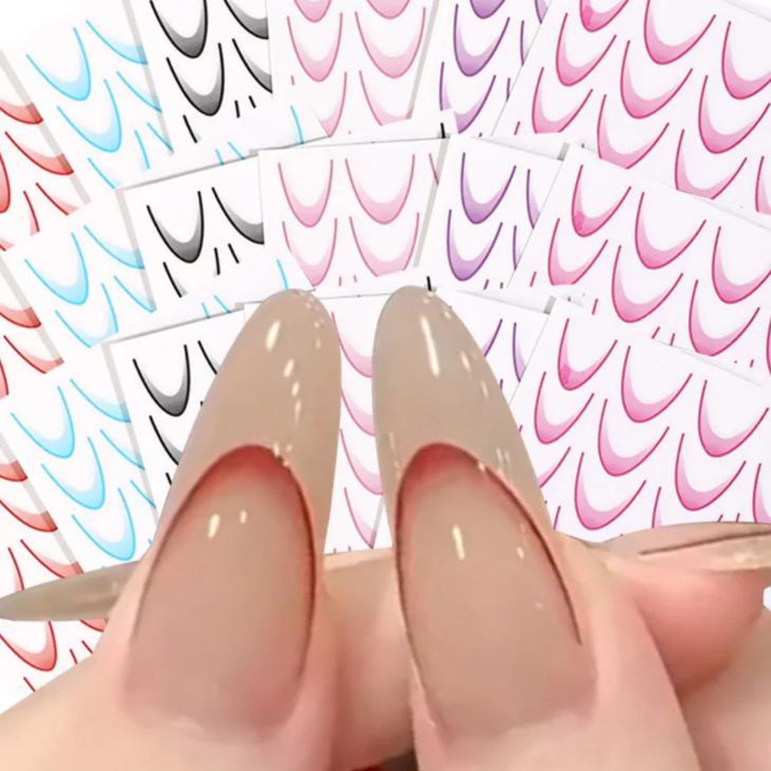 3pcs Gradient Color Line Design Nail Art Sticker Self Adhesive French Manicure A