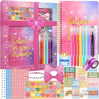 DIY Journal Kit for Girls - Scrapbook Diary Supplies, Gifts for Girls 8-12 | Arts & Crafts Gifts for Girls 8 9 10 11 12 13 14 Years Old, Tween Teen Girl Trendy Stuff