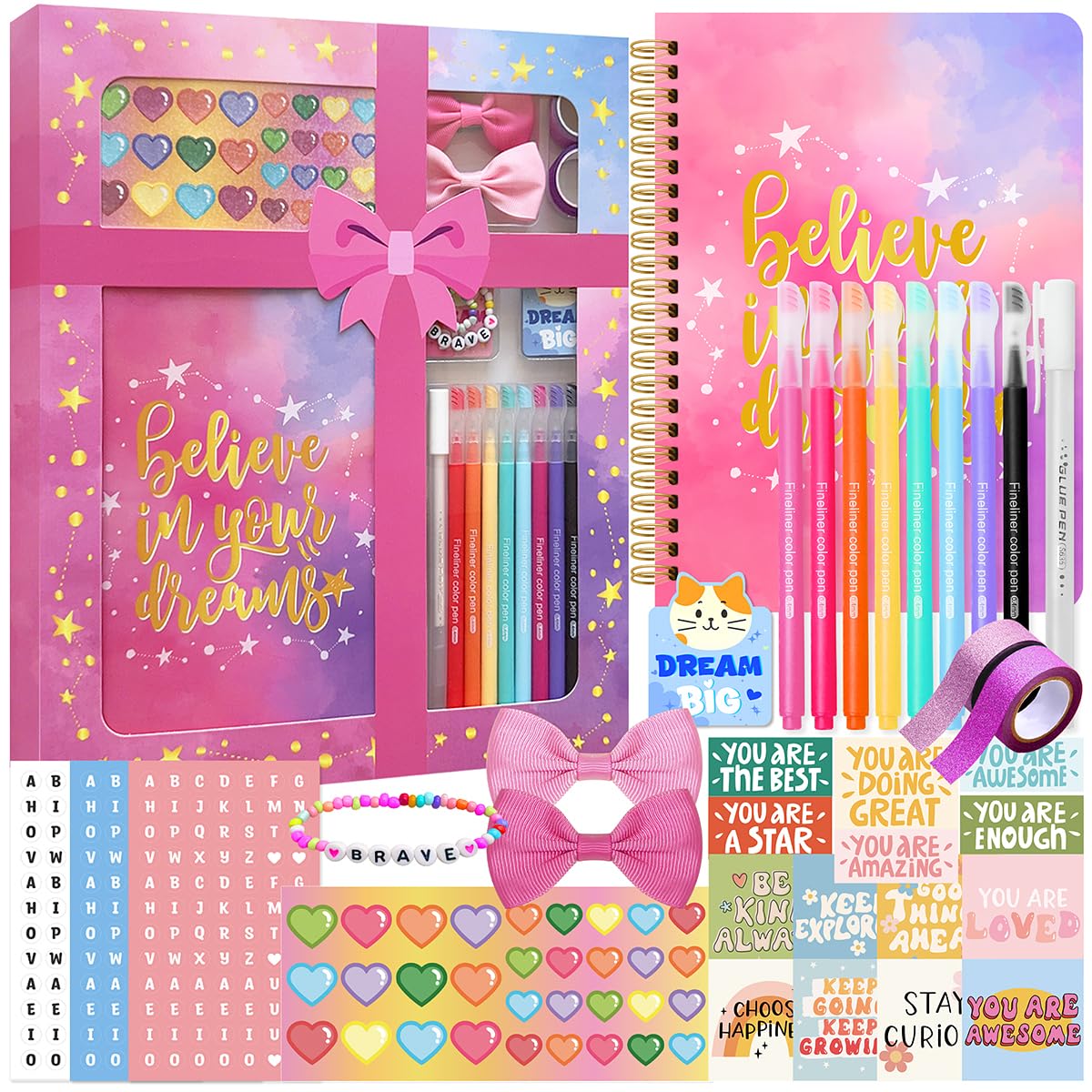 DIY Journal Kit for Girls - Scrapbook Diary Supplies, Gifts for Girls 8-12 | Art