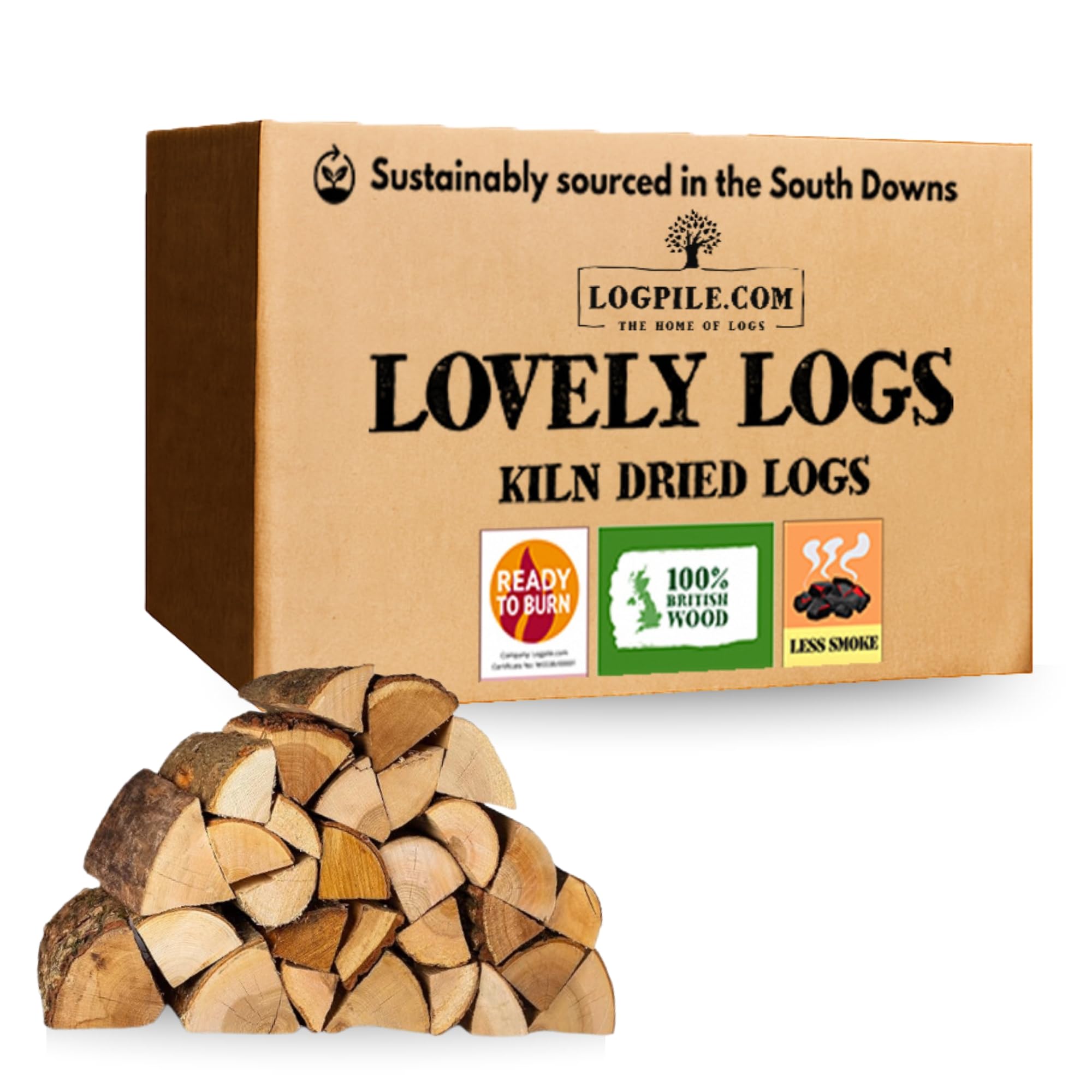 Logpile Kiln Dried Fire Logs 30kg, Premium British Hardwood Firewood Logs | Logs