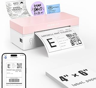 Rongta 4x6 Bluetooth Thermal Label Printer, Wireless Shipping Label Printers for Shipping Packages Small Business Office or Home, Compatible with iPhone Android iPad macOS Windows, Pink