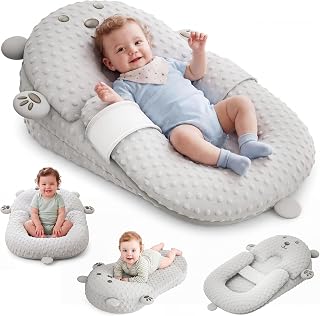 Baby Lounger Pillow, Nursing Pillow &amp; Tummy Time Mat with Washable Cover | Baby Essentials Gifts for New Parents: Breastfeeding Pillow &amp; Baby Support Pillow for Nursing, Tummy Time, Home and Travel